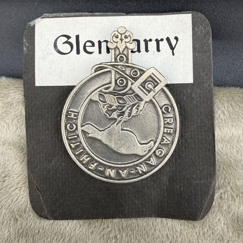 Vintage Pewter by Sheldon Scottish Clan Brooch Silver MacDonnell Glengarry READ
